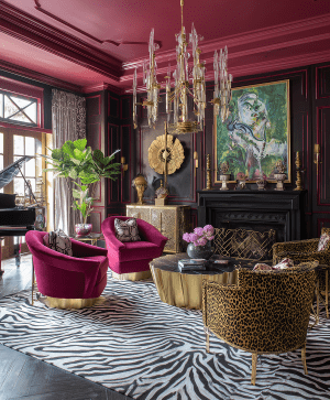 Maximalist Hot Pink Glam Sitting Room art print