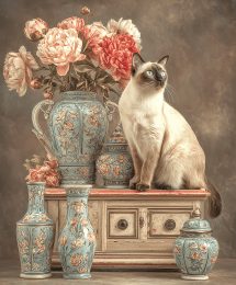 Siamese Cat and China Still Life art print