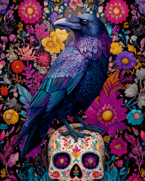 Raven on Calavera Skull
