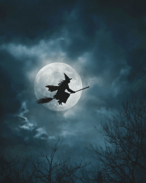 Classic Witch Flying on a Broom