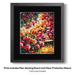 Impressionism Rose Garden with Bench art print