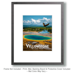 Bald Eagle Over Prismatic Springs Art