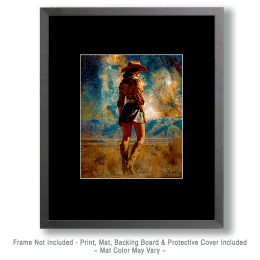 Cowgirl on Evening Stroll Art