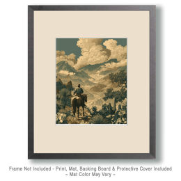 Antique Style Cowboy Landscape Art