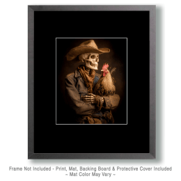 Cowboy Skeleton & Chicken Art