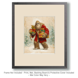 Antique Style Bigfoot Santa Claus Art