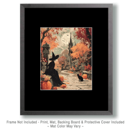 Witch & Black Cat Waiting Art