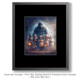 Bigfoot Poses with Kids for Halloween Pic Art