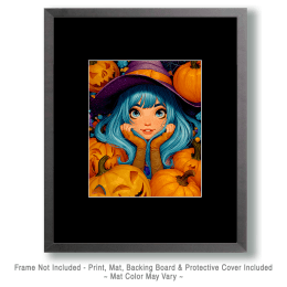 Happy Witch in Pumpkin Patch Art