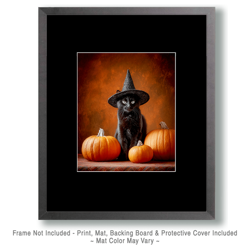Black Cat Punpkin Still-Life Art
