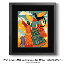 Folk Art Bringing the Angel Cats art print
