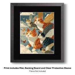 Herd of Flying Angel Cats art print