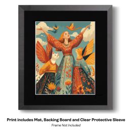 Folk Art All Hail the Angel Cats art print