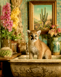 Mountain Lion Cub in a Bathtub