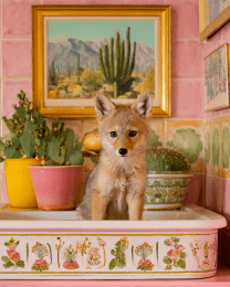 Coyote Pup in a Bathtub