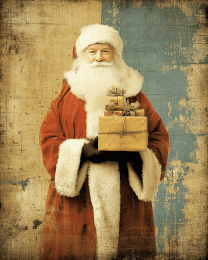 Vintage Santa Claus with Present