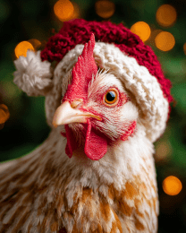 Chicken in Santa Hat