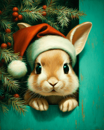 Bunny Rabbit in Santa Hat