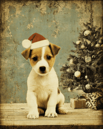 Puppy in Santa Hat