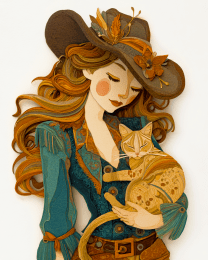 Dallas Cowgirl with Her Cat