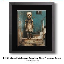Little Girl with Hockey Goalie Mask art print