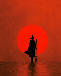 Minimalist Witch with Broom