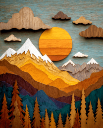 Wood Relief Style Mountains