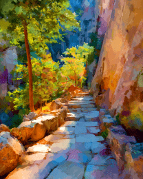Watercolor Woodland Path