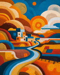 Yarn Style Desert Home Abstract