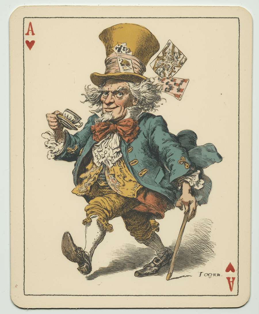 Mad Hatter Ace of Hearts art print - 8"x10" Artwork for 11"x14" Frame