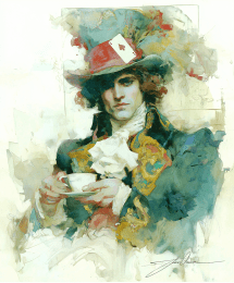 Mad Hatter Watercolor Sketch art print
