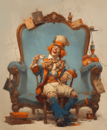 Mad Hatter on Blue Chair art print