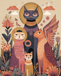 Rose Gold Angel Cats art print