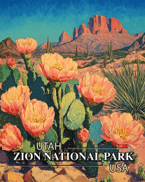 Zion Cactus Flowers art print