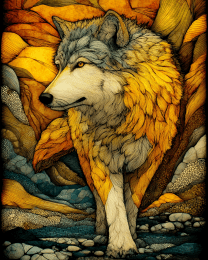 Stylized Walking Wolf