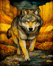 Stylized Running Wolf