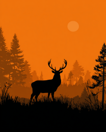 Buck Deer in Orange Landscape
