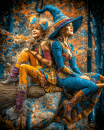 Two Witches on a Broom