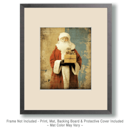 Vintage Santa Claus with Present Art