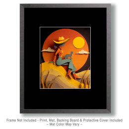 Full Moon Cowgirl & Cat Art