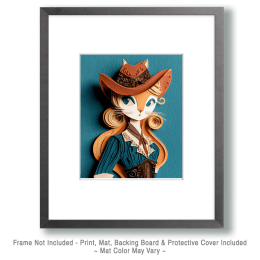 Shy Cat Cowgirl Art