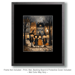 Four Witches Trick or Treating Art