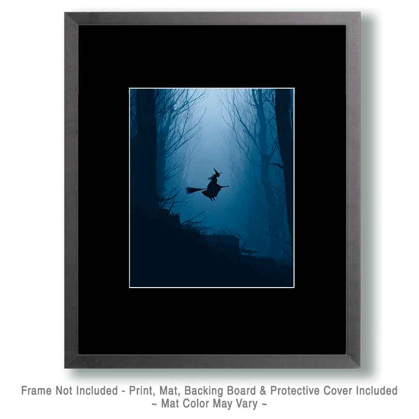 Deep Woods Witch Flying By on Broom Art