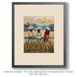 Evergreen Cowgirls on a Fence Art