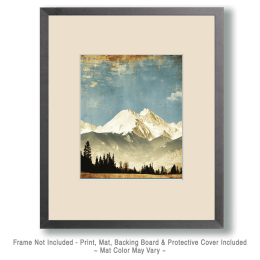 Vintage Style Mountain Landscape Art