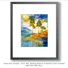 Watercolor Mountain Trees Art