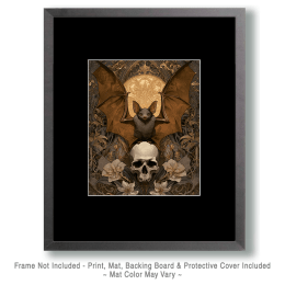 Nouveau Bat & Skull Art Print