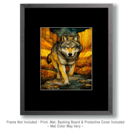 Stylized Running Wolf Art