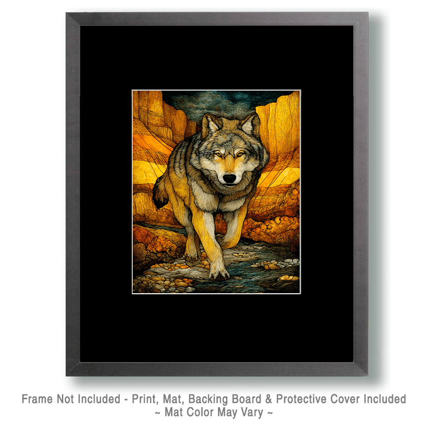 Stylized Running Wolf Art