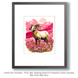 Bighorn Sheep in Pink Landscape Art